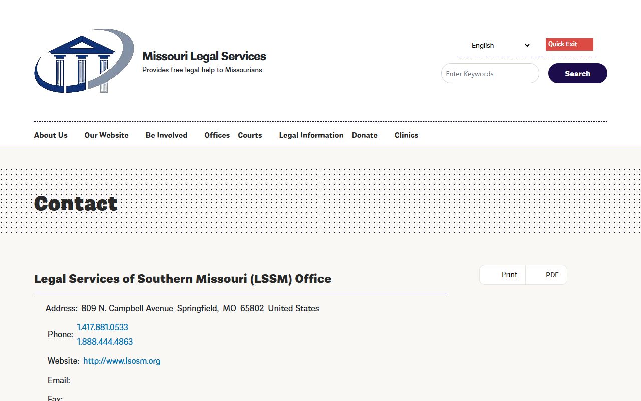 Legal Services of Southern Missouri office serving Greene County Circuit Clerk filers