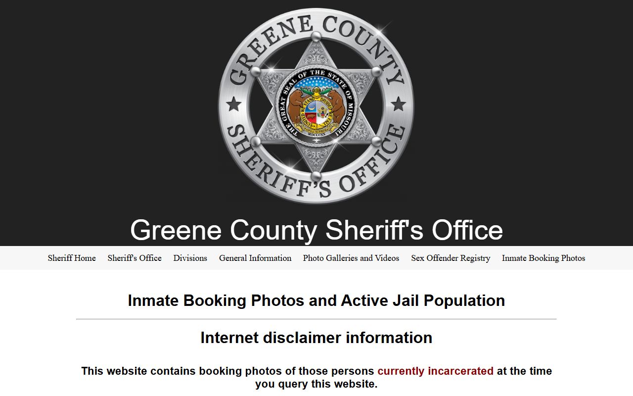 Official Greene County JailTracker disclaimer and redirect for Greene County arrest and booking data
