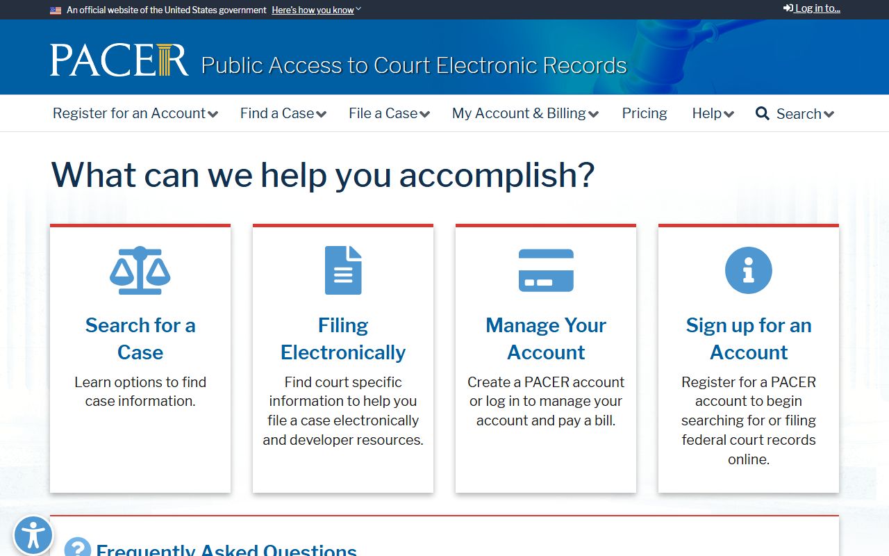 PACER federal case access portal for Greene County federal records