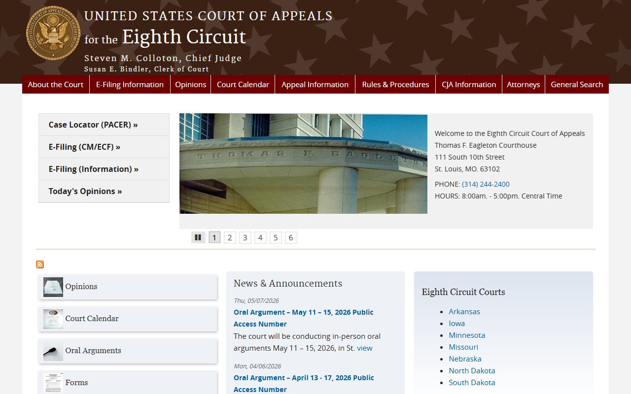 U.S. Court of Appeals for the Eighth Circuit serving Greene County federal cases