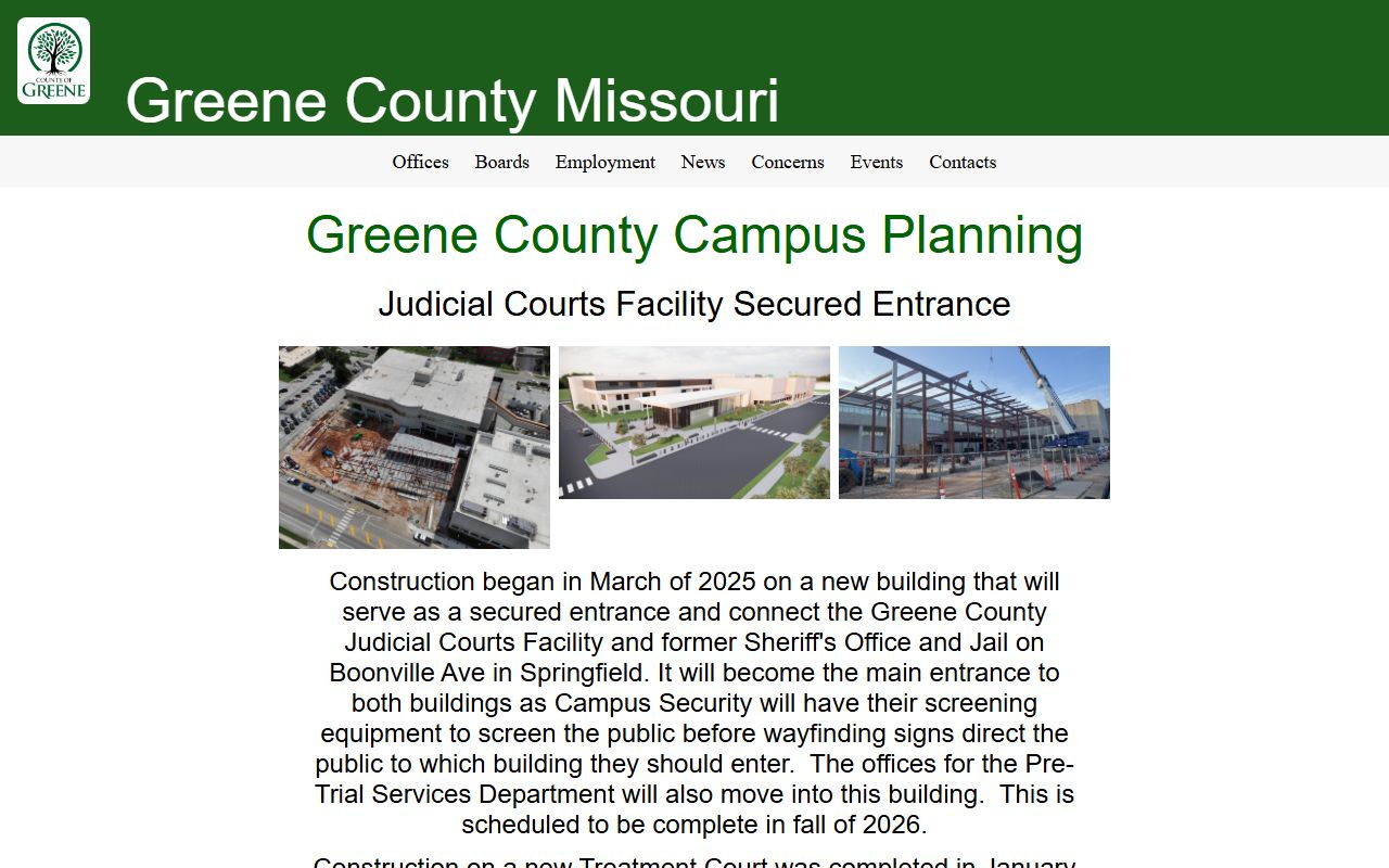 Greene County campus planning for Judicial Courts Facility and Treatment Court