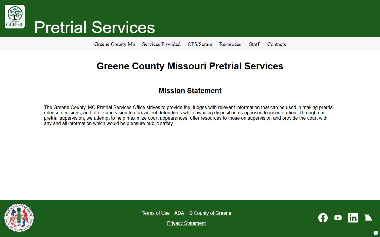 Greene County Pretrial Services mission page