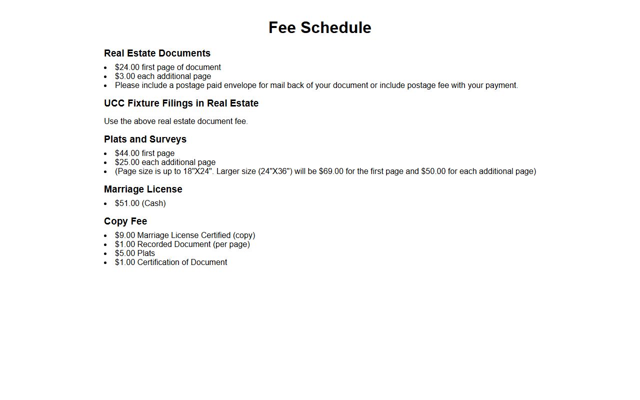 Greene County Recorder marriage license fee schedule