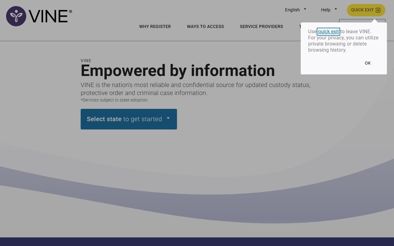 VINELink custody notification search for Greene County released inmates
