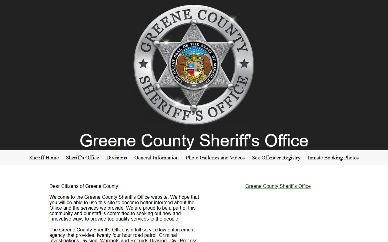 Greene County warrant Sheriff Office home page